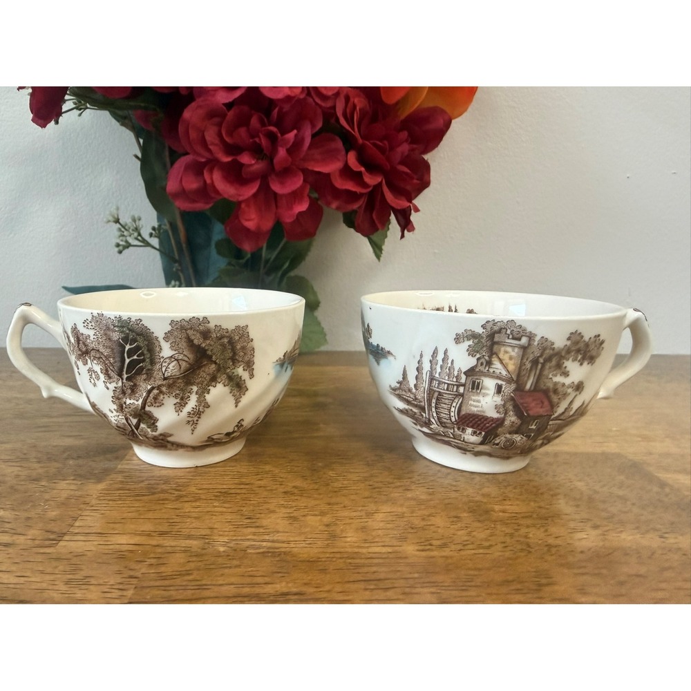 Johnson Bros Old Mill Cups Set Of Two Vintage English Transferware Replacement